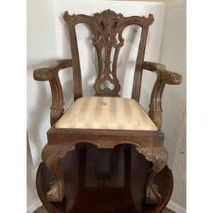 Paramount Antiques vintageInc Ornate Carved Wood Armchair Accent Chair